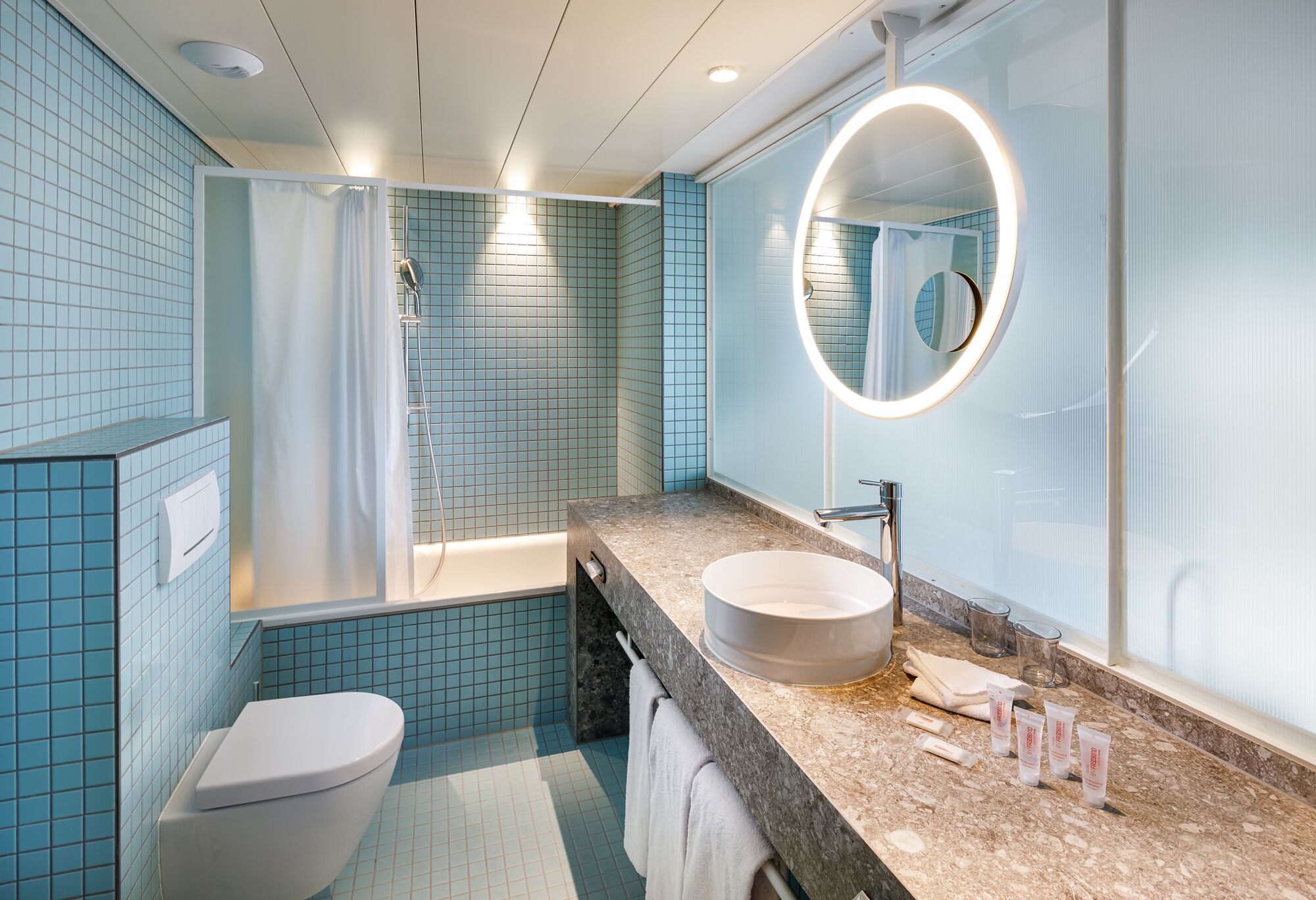 free toiletries, hair dryer, towels