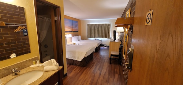 Room, 2 Double Beds, Non Smoking | Desk, blackout drapes, iron/ironing board, free cribs/infant beds