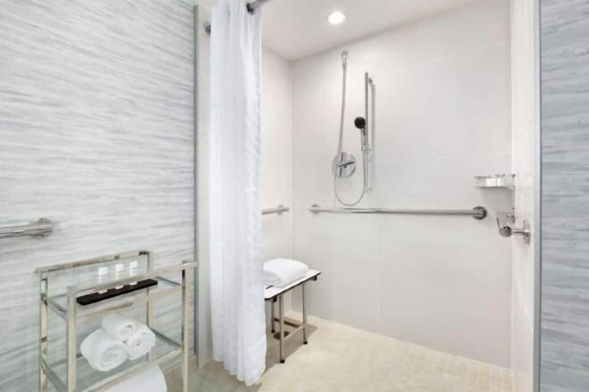 Bathroom | Combined shower/tub, free toiletries, hair dryer, towels
