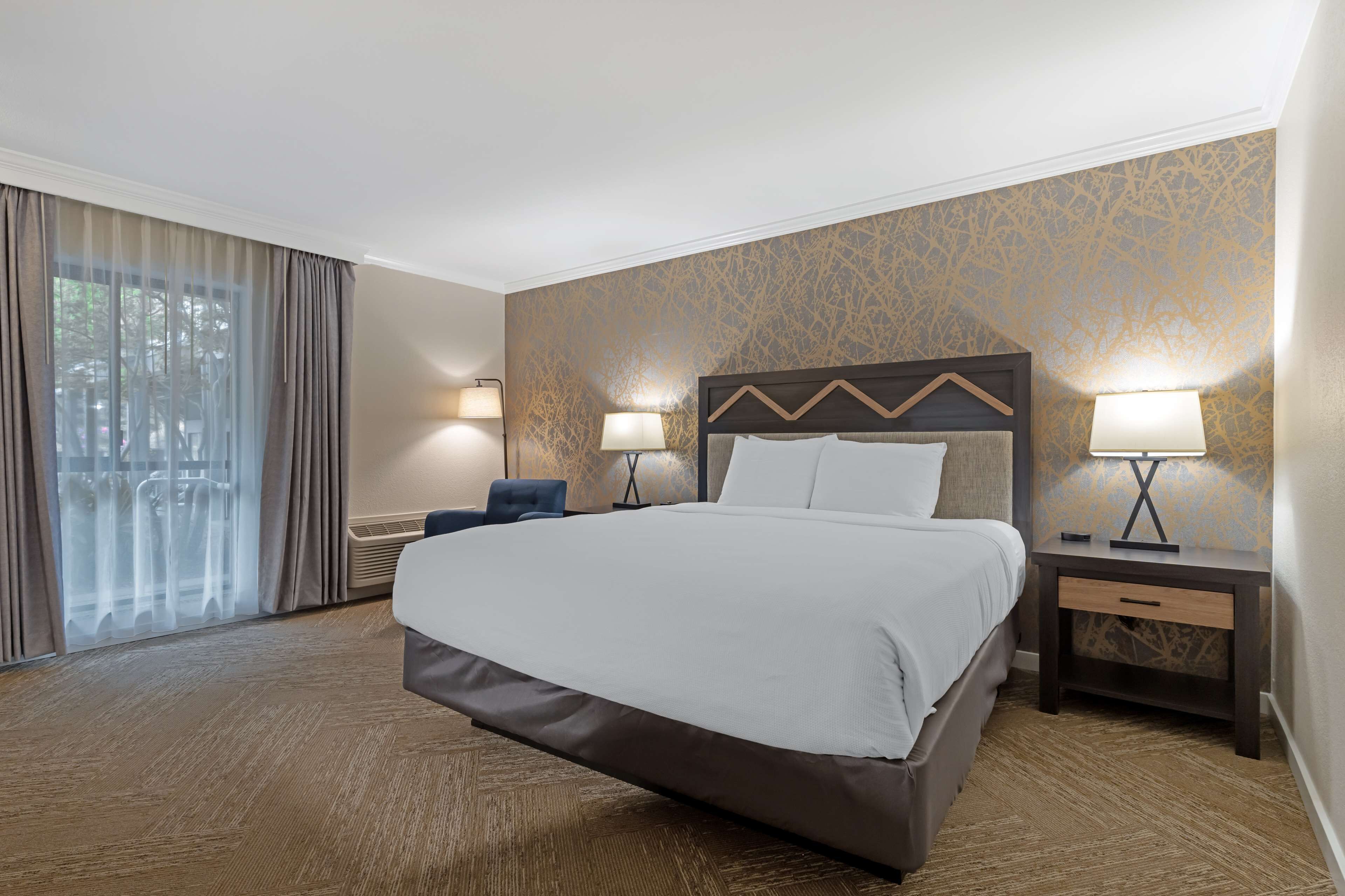 standard room, 1 king bed, refrigerator & microwave, ground floor (walk-in shower) | in-room safe, individually decorated, individually furnished, desk