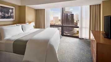 Suite, 1 Bedroom, City View | Premium bedding, down duvets, pillow-top beds, in-room safe