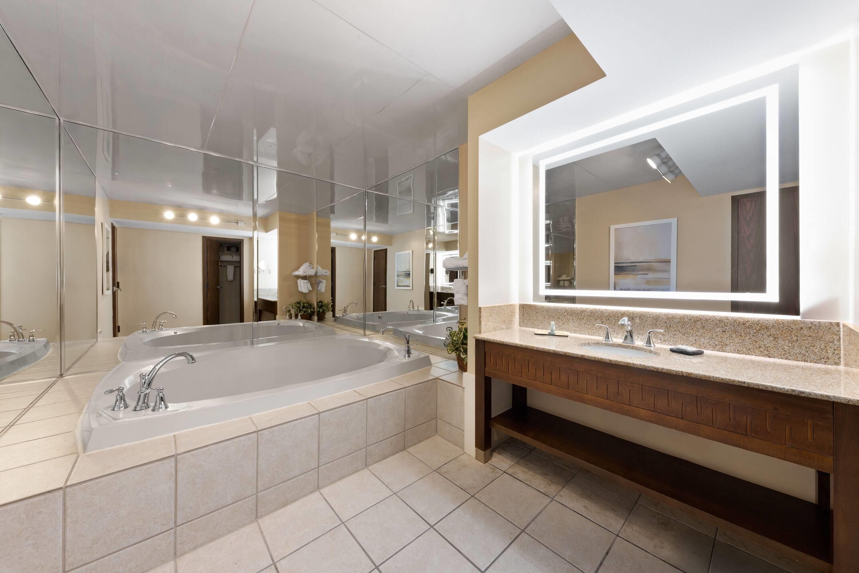 presidential suite, 1 king bed, non smoking (wellness) | bathroom | combined shower/bathtub, hydromassage showerhead, designer toiletries
