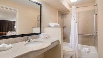Deluxe Room, 1 King Bed, Accessible, Non Smoking | Bathroom | Hair dryer, towels