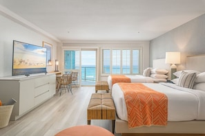 Chambre, 2 grands lits, balcon, vue océan