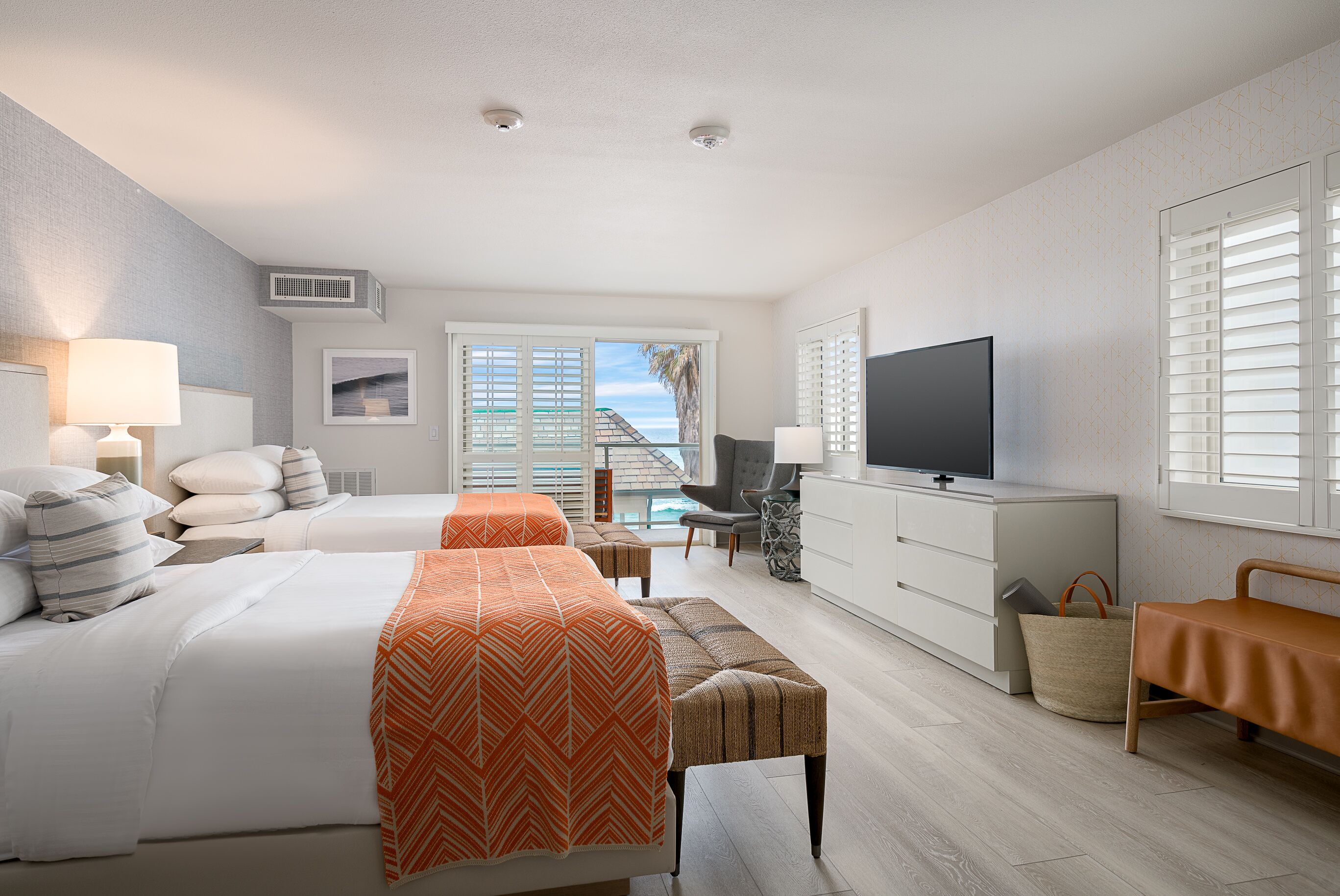 standard room, 2 queen beds, partial ocean view | 1 bedroom, premium bedding, down duvets, pillow-top beds