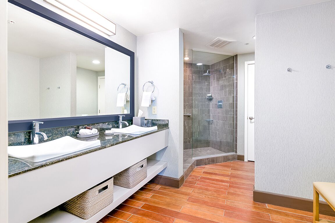 room, 2 queen beds, balcony, ocean view | bathroom | shower, rainfall showerhead, free toiletries, hair dryer