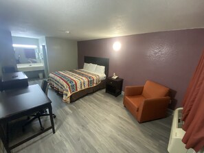 1 bedroom, desk, laptop workspace, iron/ironing board