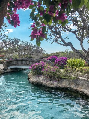 5 座室外游泳池,開放時間為 08:00 至 19:00,提供泳池遮陽傘