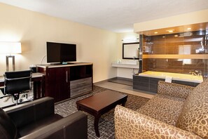 Suite, 1 King Bed with Sofa bed, Non Smoking, Jetted Tub | 1 bedroom, desk, iron/ironing board, WiFi