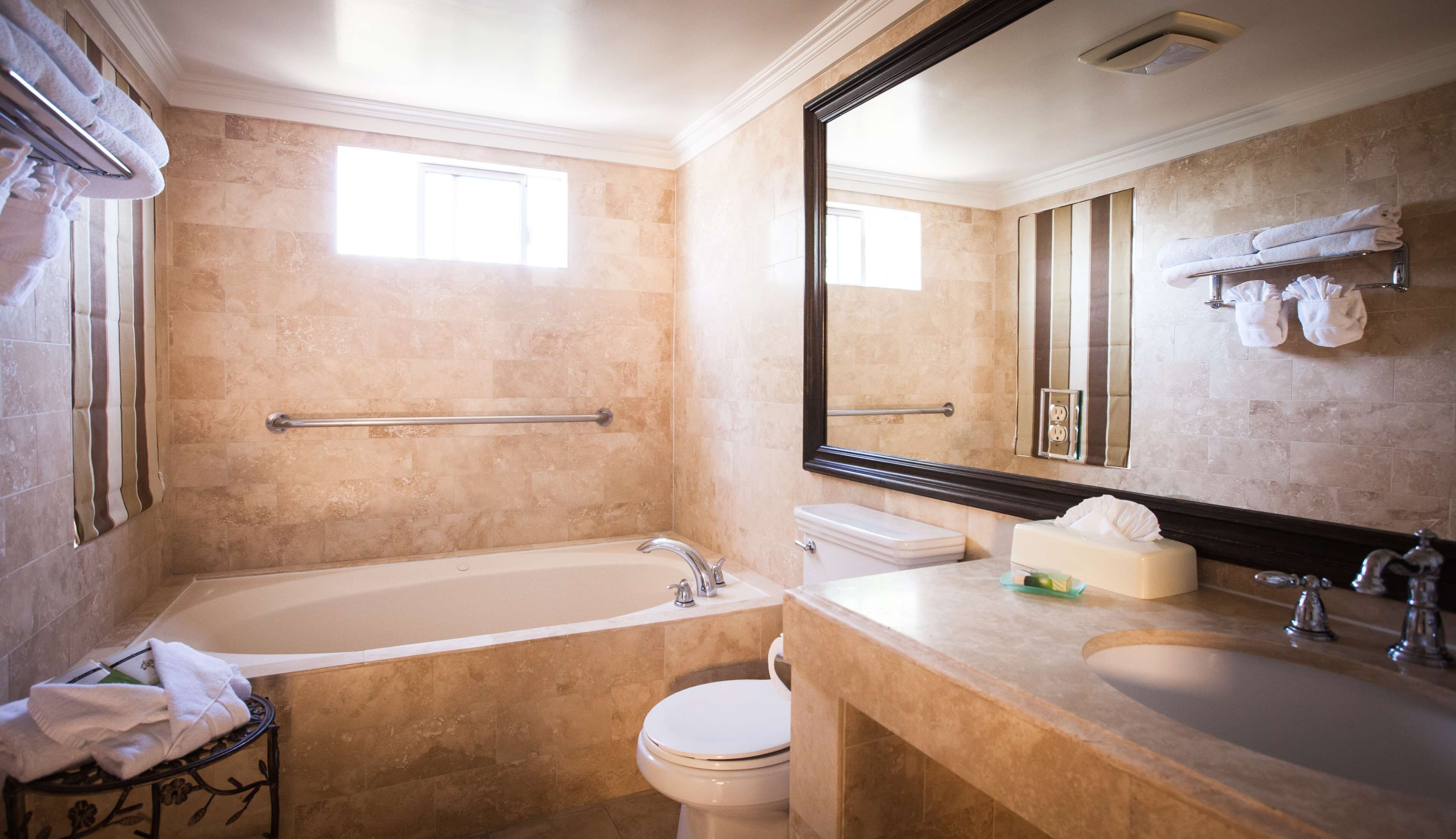 free toiletries, hair dryer, slippers, towels