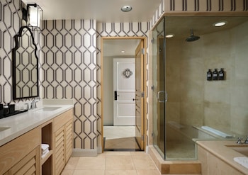 Shower, designer toiletries, hair dryer, bathrobes at La Valencia Hotel