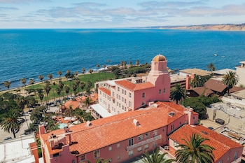 Beach nearby, beach towels at La Valencia Hotel