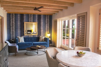 Villa (King Suite Garden) | Living room | Plasma TV, DVD player at La Valencia Hotel