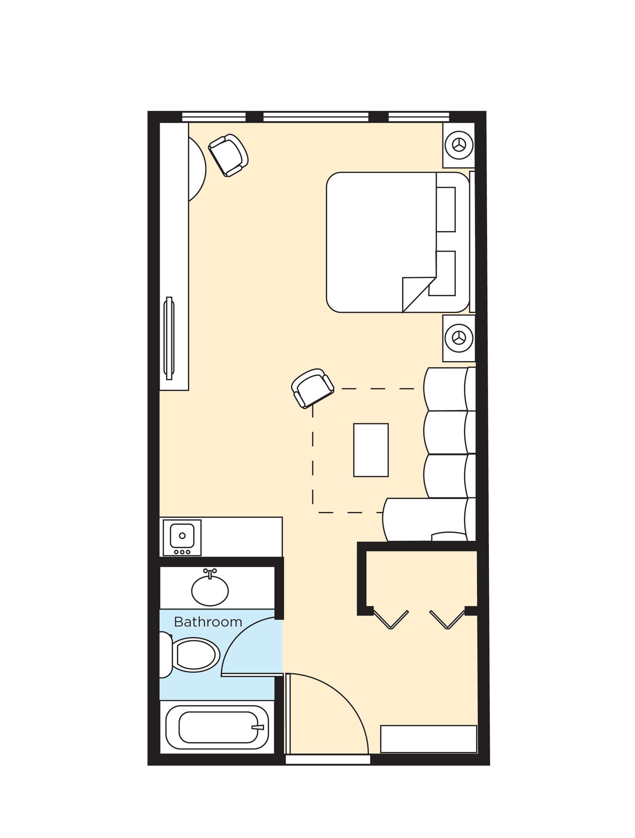 studio suite, 1 king bed with sofa bed, kitchenette | premium bedding, down duvets, in-room safe, desk