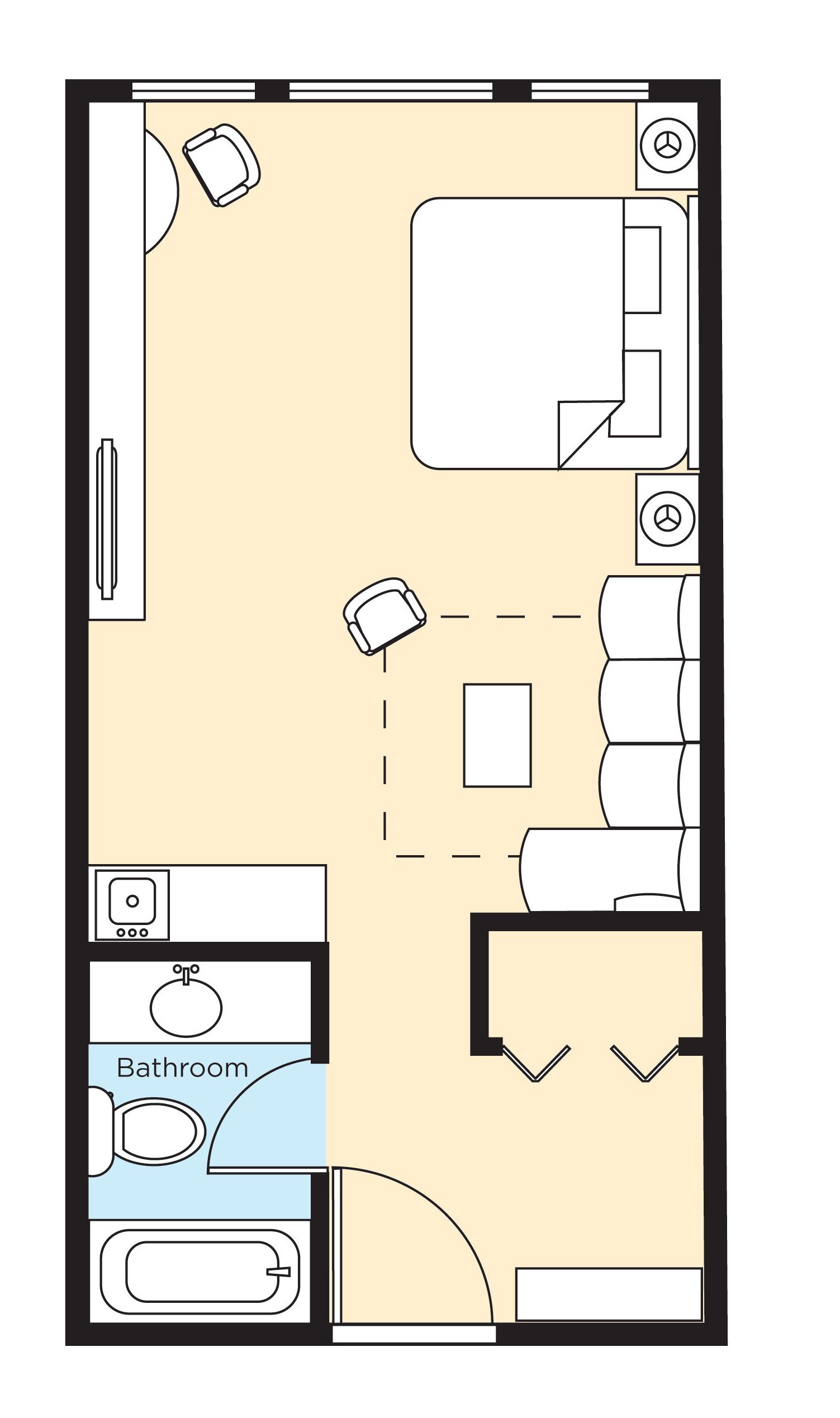 studio suite, 1 king bed with sofa bed, kitchenette | premium bedding, down duvets, in-room safe, desk