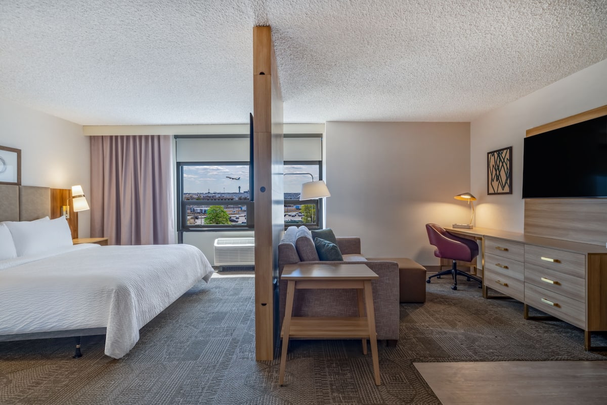 premium bedding, down duvets, desk, laptop workspace