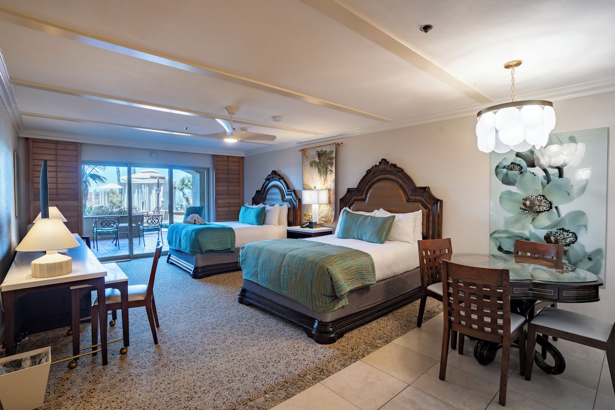 Junior Suite, 2 Queen Beds, Partial Ocean View | 1 bedroom, hypo-allergenic bedding, in-room safe, desk