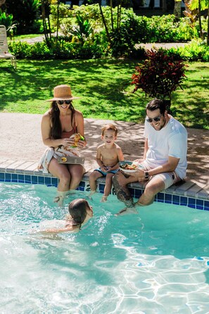 Outdoor pool, open 8:00 AM to 9:00 PM, sun loungers