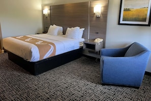 1 bedroom, desk, blackout drapes, iron/ironing board