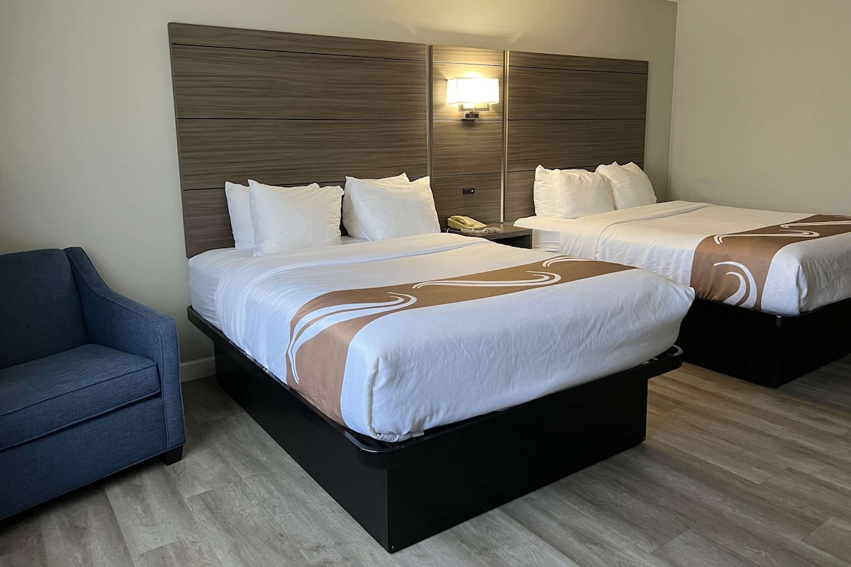 Standard Room, 2 Queen Beds, Non Smoking | 1 bedroom, desk, blackout drapes, iron/ironing board