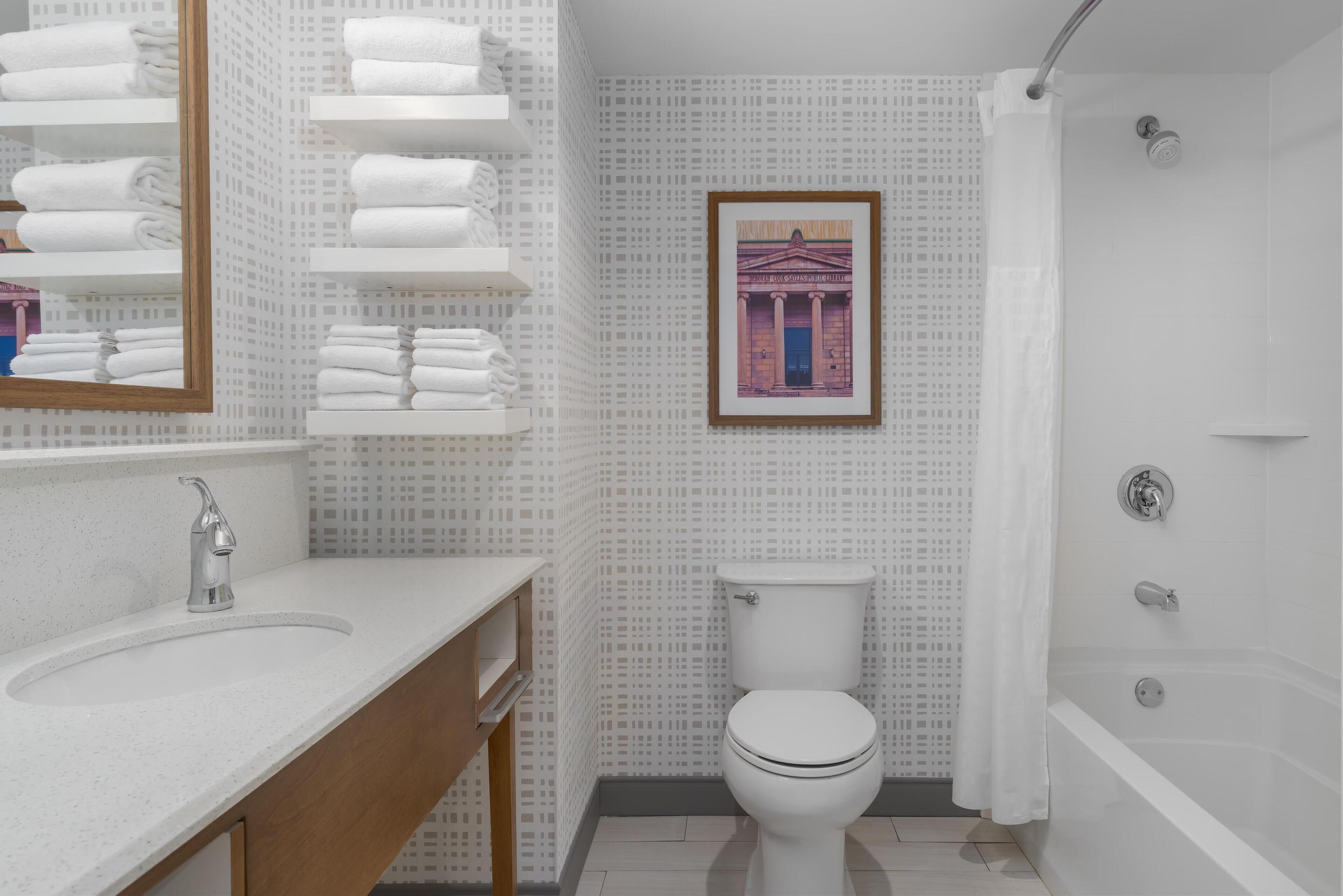 room, 2 queen beds, non smoking | bathroom | hydromassage showerhead, hair dryer, towels, soap