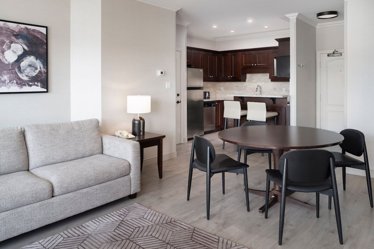 1 bedroom, desk, laptop workspace, iron/ironing board