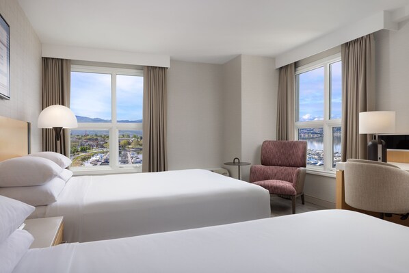 Room, 2 Queen Beds, Lake View | 1 bedroom, desk, laptop workspace, iron/ironing board
