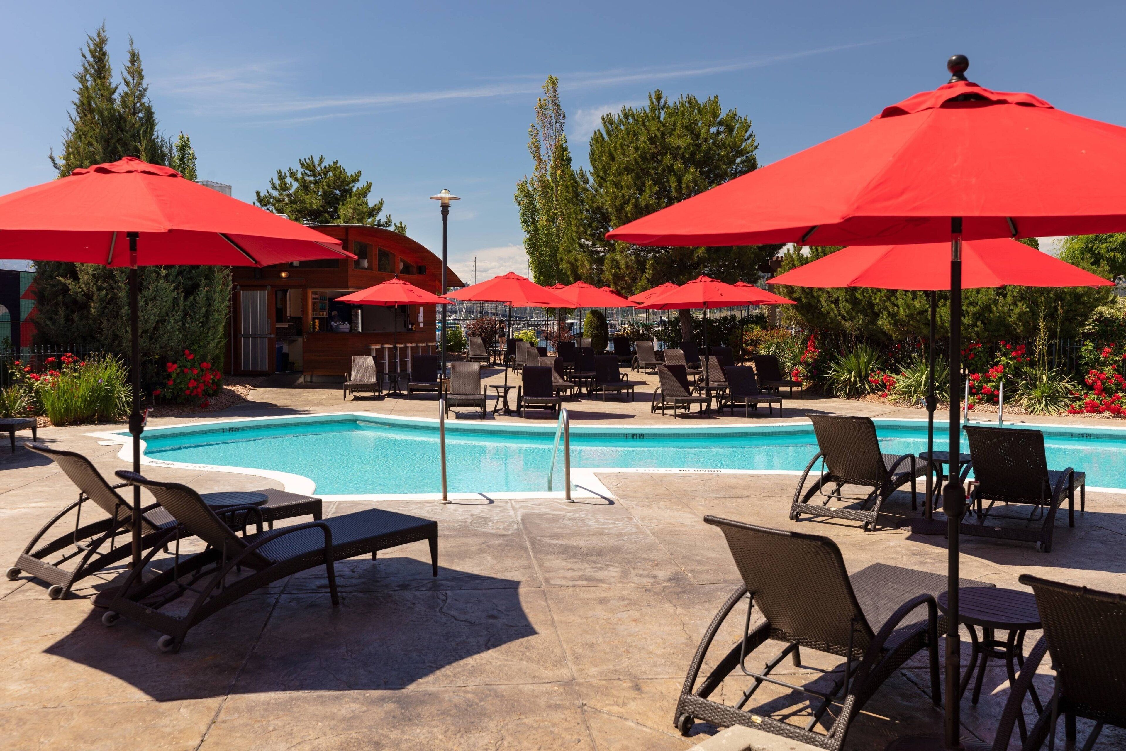 Piscine couverte, piscine extérieure, chaises longues