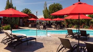 Indoor pool, outdoor pool, open 8:00 AM to 10:00 PM, sun loungers