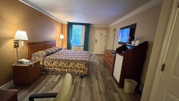 Desk, blackout drapes, iron/ironing board, free WiFi