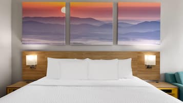 Room, 1 King Bed, Non Smoking | Down comforters, desk, laptop workspace, iron/ironing board