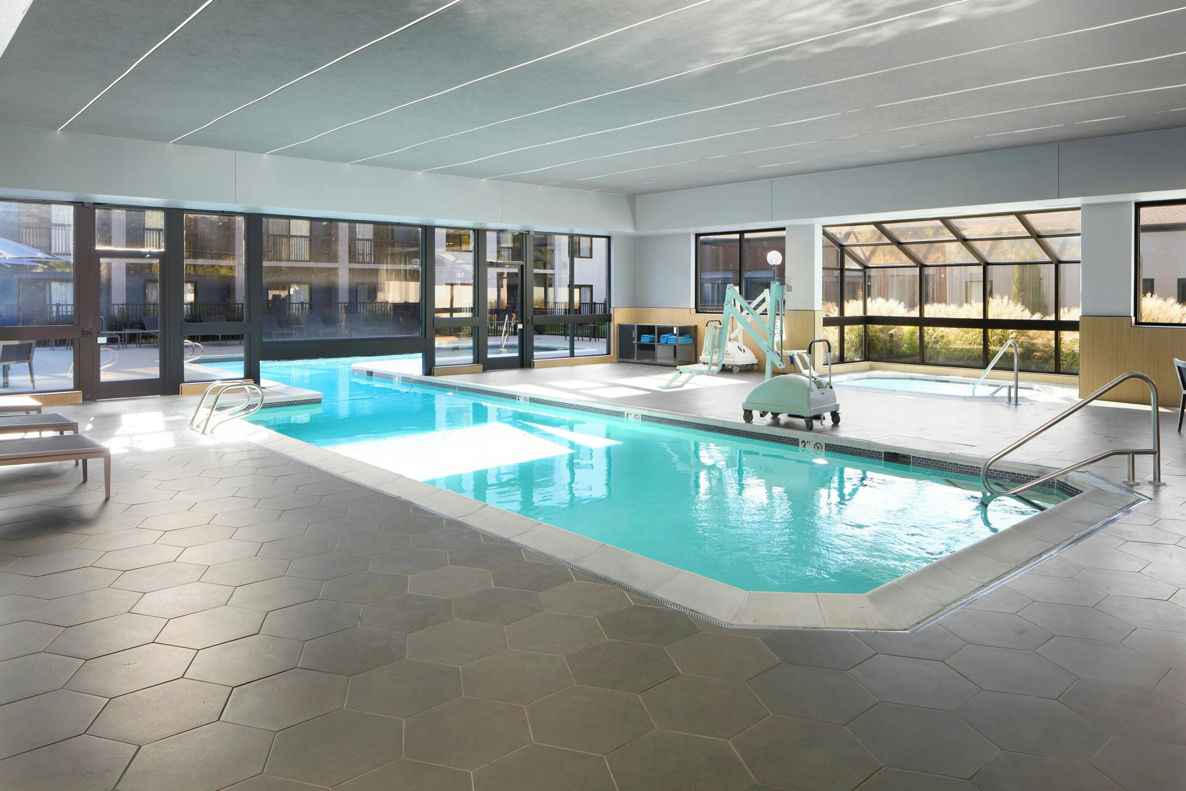 Indoor pool, outdoor pool, open 10:00 AM to 10:00 PM, sun loungers