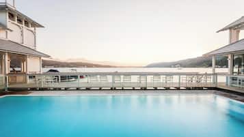 Indoor pool, outdoor pool, open 7:00 AM to 9:00 PM, pool umbrellas