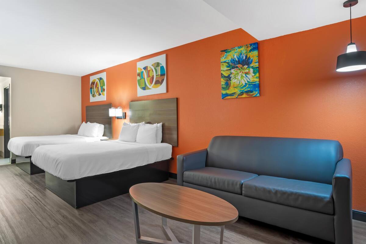 Standard Room, 2 Queen Beds, Non Smoking, Refrigerator & Microwave (with Sofabed) | In-room safe, desk, iron/ironing board, WiFi (surcharge)