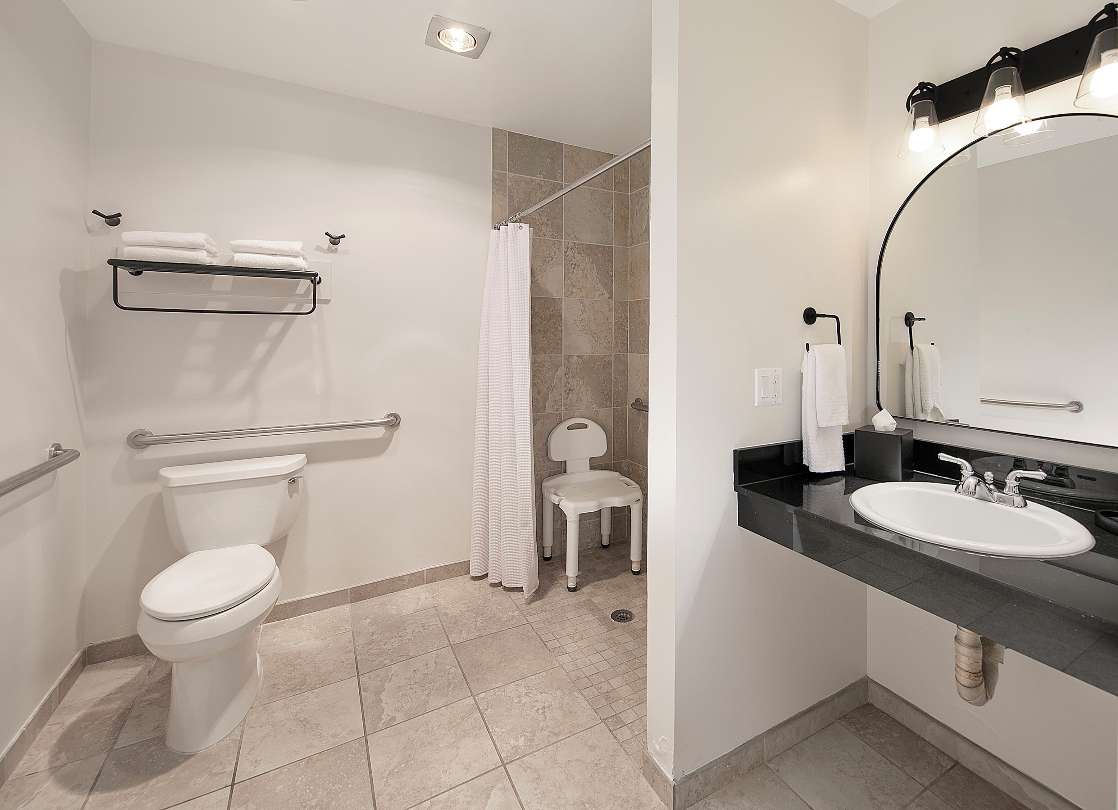 standard room, 2 queen beds, accessible, terrace | bathroom | combined shower/bathtub, eco-friendly toiletries, hair dryer, bathrobes