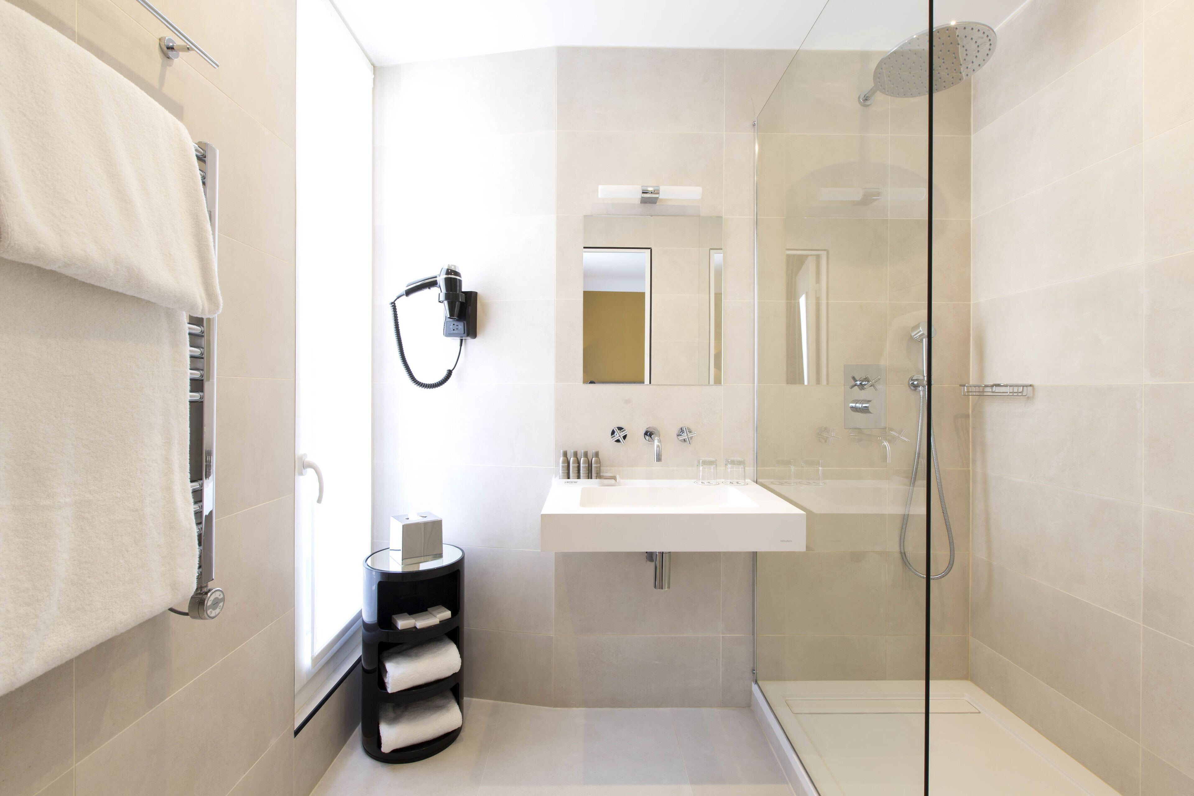 superior double room, balcony | bathroom | designer toiletries, hair dryer, slippers, towels