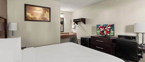 Desk, cribs (free), WiFi (free), bed sheets