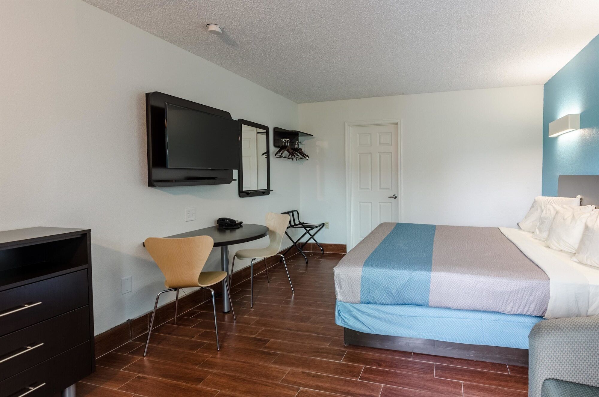 Memory-foam beds, desk, blackout curtains, iron/ironing board