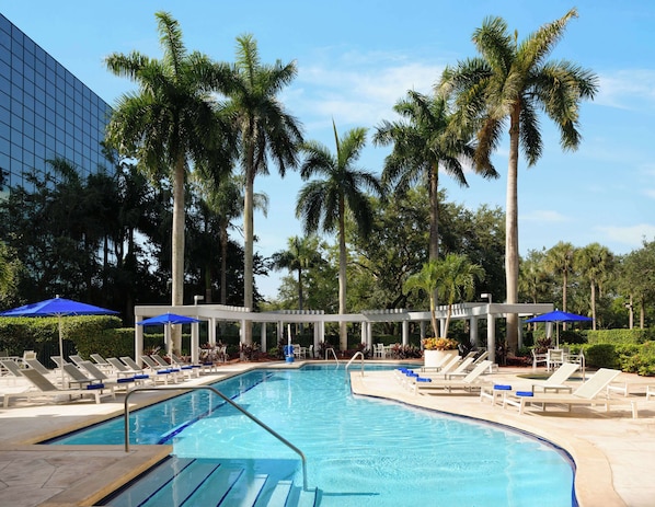 Outdoor pool, pool loungers
