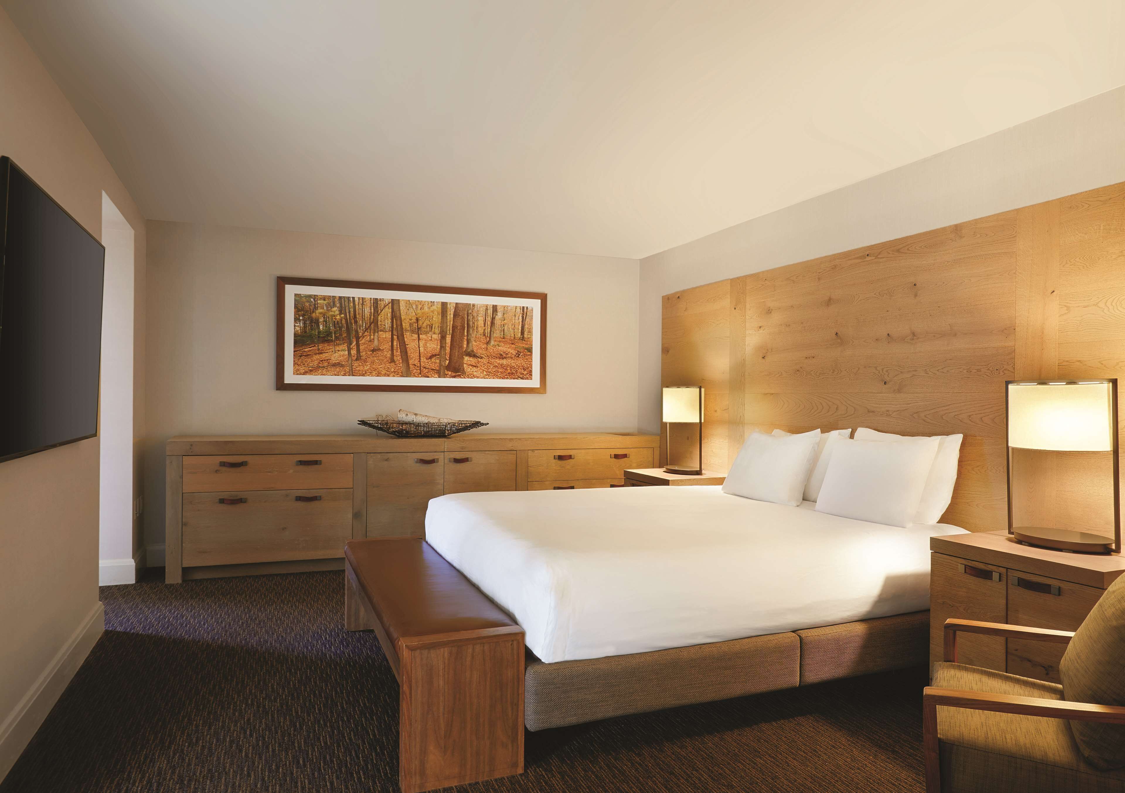 Down comforters, pillowtop beds, in-room safe, desk