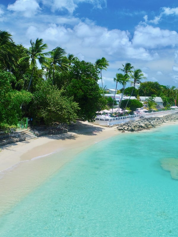 On the beach, white sand, beach towels, snorkeling