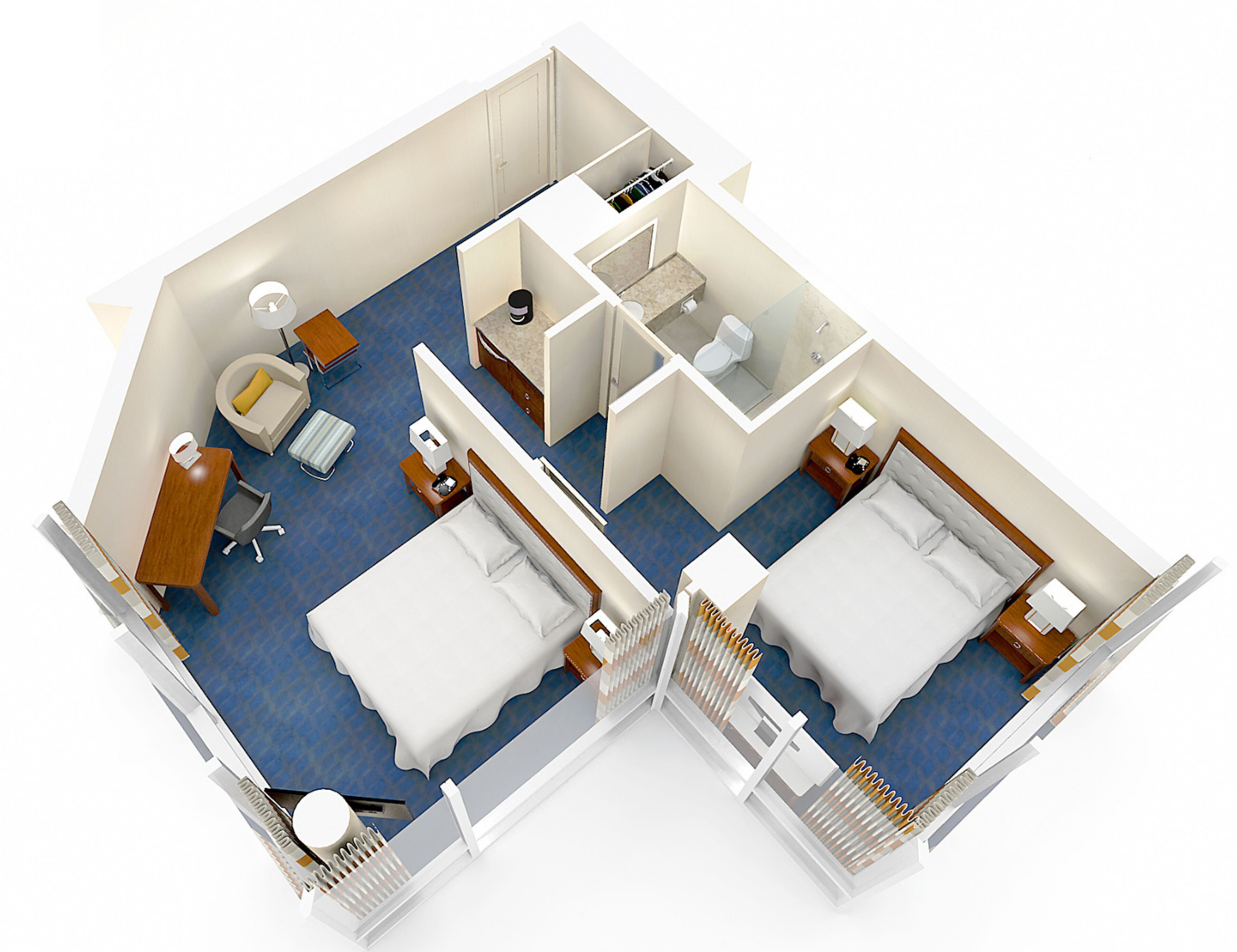 Deluxe Room, Multiple Beds (2 King Beds) | Floor plan