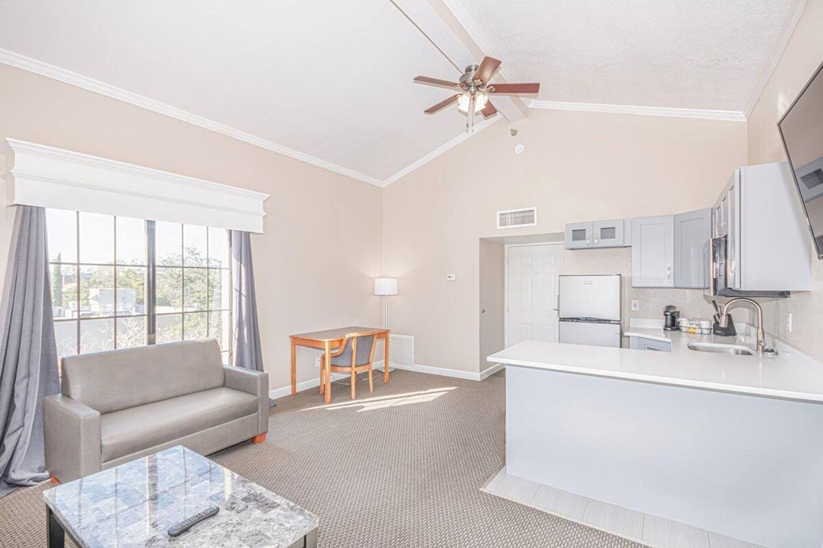 Desk, blackout curtains, iron/ironing board, free WiFi