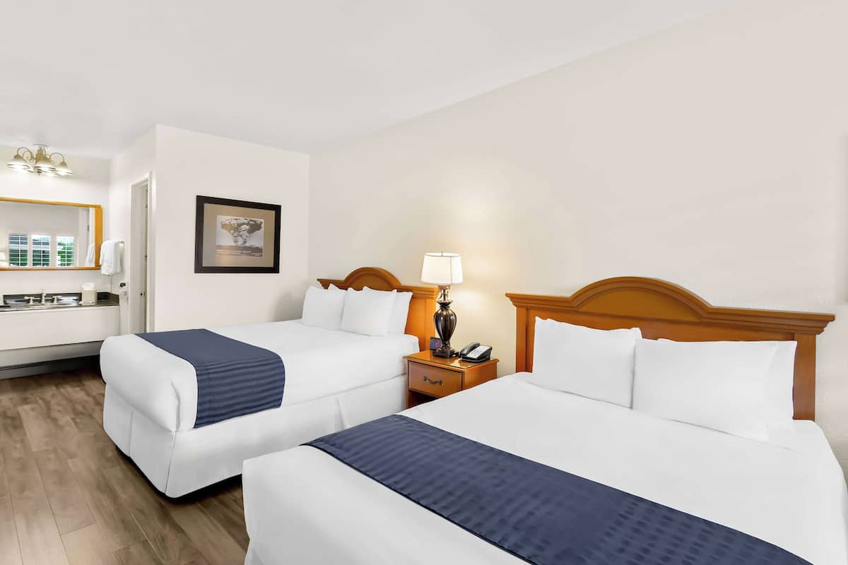 Standard Room, 2 Queen Beds, Non Smoking, Refrigerator & Microwave | Minibar, desk, laptop workspace, iron/ironing board