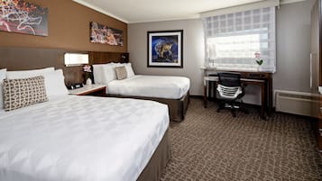 In-room safe, desk, laptop workspace, blackout curtains
