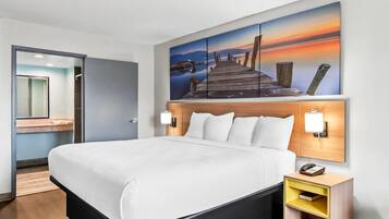 Desk, blackout drapes, soundproofing, iron/ironing board