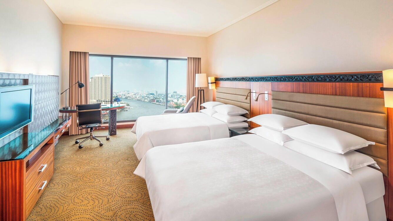 Chambre Deluxe, 2 lits doubles, vue fleuve