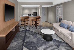 Suite, 1 King Bed (View) | Living area | 32-inch LCD TV with cable channels, TV - DoubleTree by Hilton Dayton Fairborn (Fairborn)