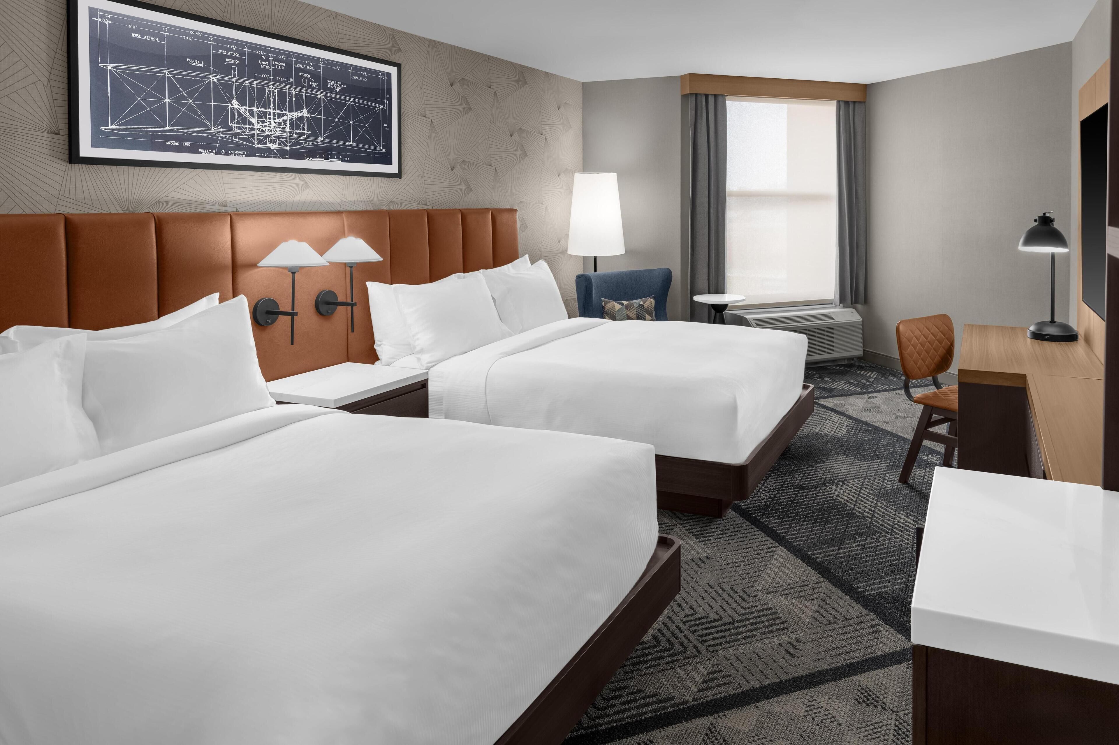 Chambre, 2 grands lits, en coin | Literie de qualité, lit avec matelas à plateau-coussin, coffre-fort