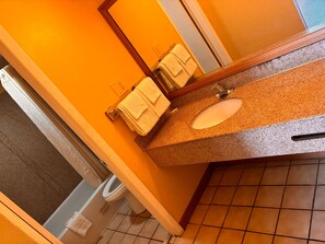 Douche, articles de toilette gratuits, serviettes fournies